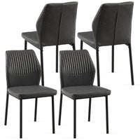 Dark Grey Pu Leather Dining Chairs Set Of 4 Faux Leather Dining Chairs Living Room Chair Modern Kitchen Armless Side Chair With Metal Legs Set Of 4 Metal Plaid Dark Gray Dining Room Powder Coated