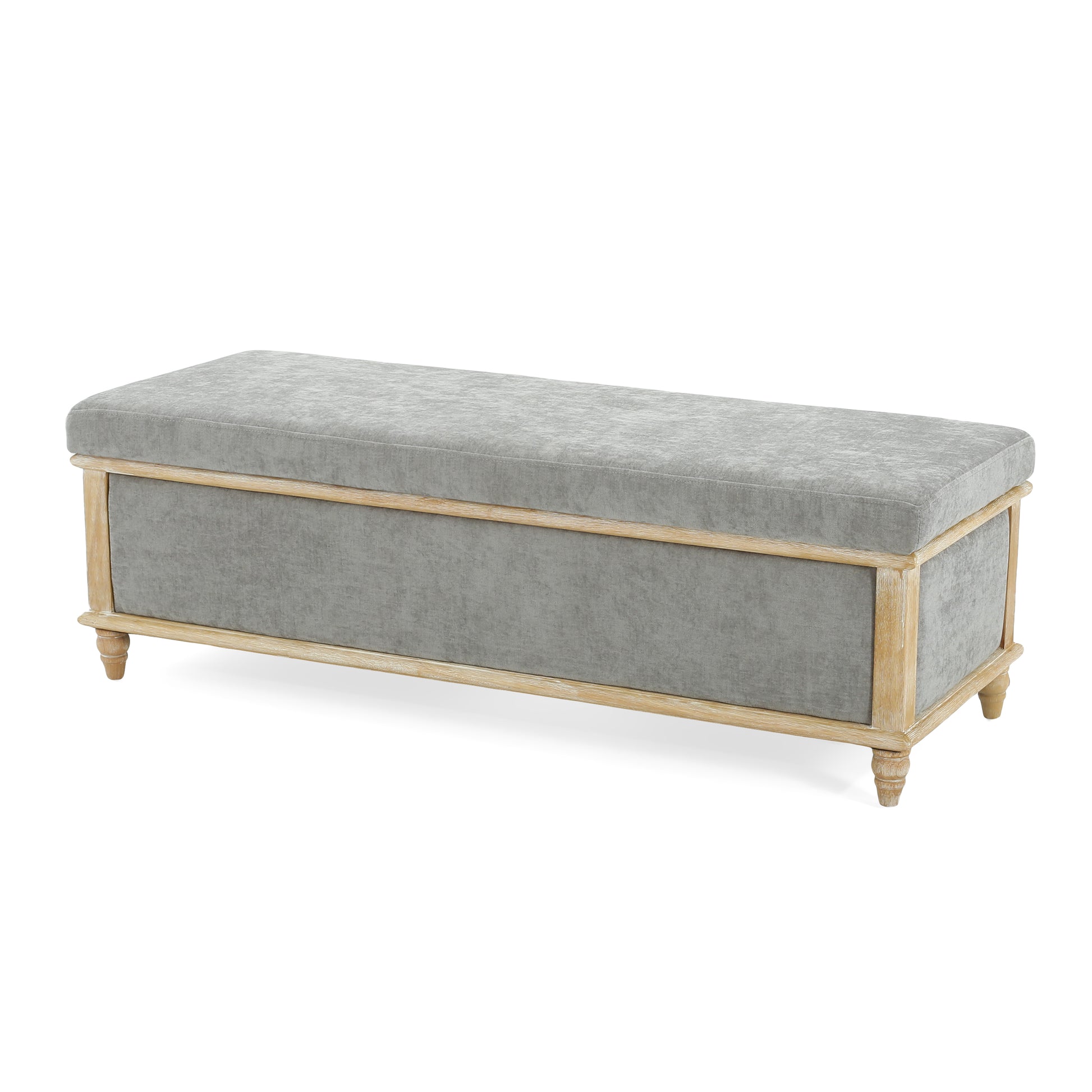 Osgood Gray Storage Ottoman Gray Wood Fabric