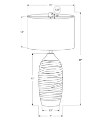 Lighting, 27"H, Table Lamp, Grey Resin, Ivory Cream Shade, Modern Grey Polyresin