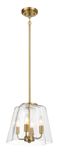 Soiree Four Candle Lights Pendant With Clear Glass Satin Brass Clear,Gold Ceiling Lights Brass,Glass