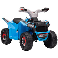 Aosom Kids Atv Quad Car, 6V Four Wheeler For Kids With Forward Backward Function, Wear Resistant Wheels For Toddlers Ages 18 36 Months, Blue Blue Plastic