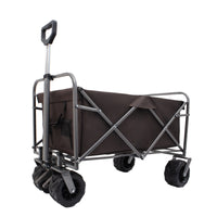 Outdoor Garden Park Utility Kids Wagon Portable Beach Trolley Cart Camping Foldable With Big Wheels Folding Wagon Black Brown Garden & Outdoor Fabric Steel