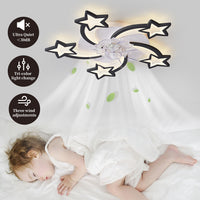 29Inches Ceiling Fan With Lights Remote Control Dimmable Led, 6 Gear Wind Speed Fan Light Black Modern Acrylic