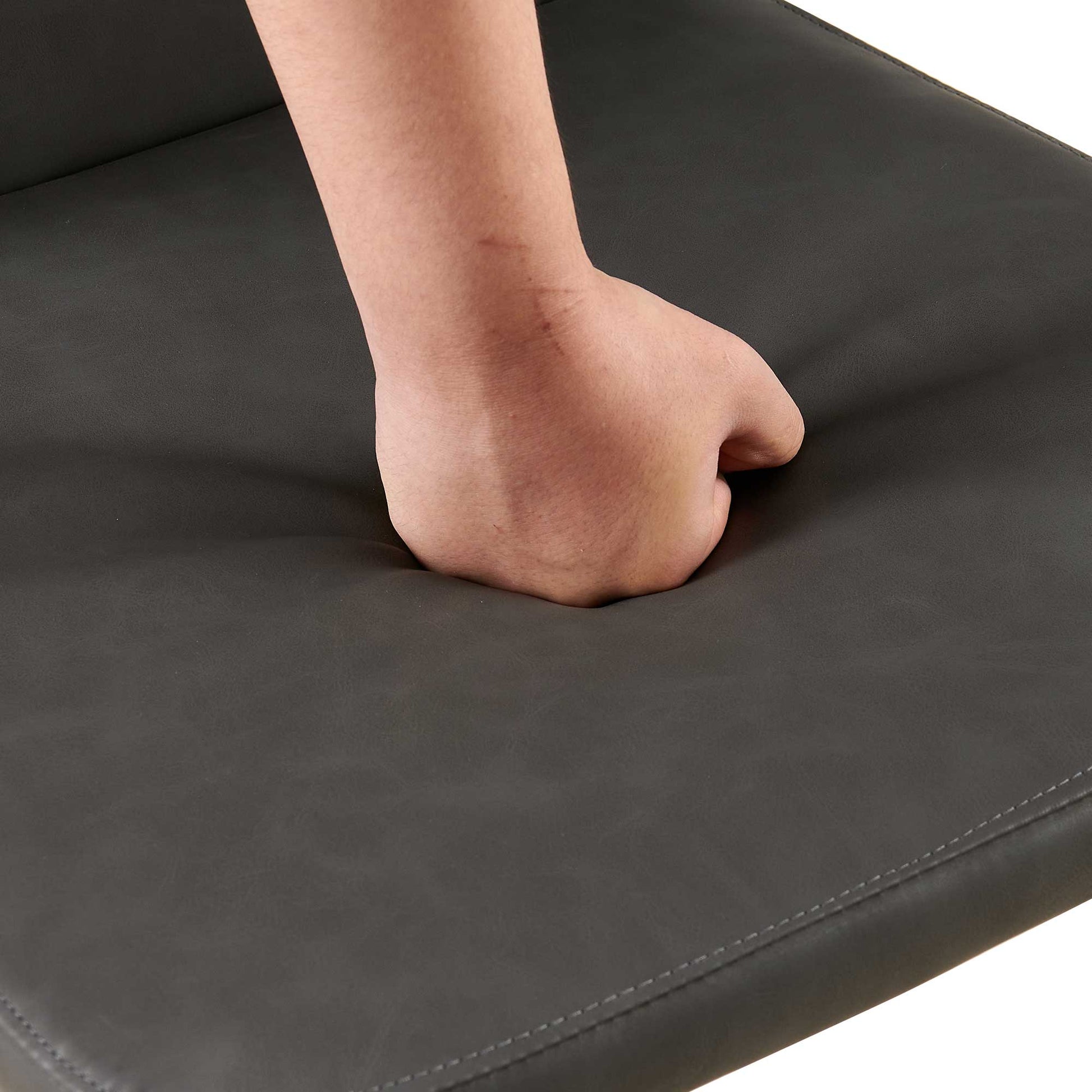 Dark Grey Pu Leather Dining Chairs Set Of 4 Faux Leather Dining Chairs Living Room Chair Modern Kitchen Armless Side Chair With Metal Legs Set Of 4 Metal Plaid Dark Gray Dining Room Powder Coated