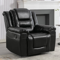 360 Swivel And Rocking Home Theater Recliner Manual Recliner Chair With Wide Armrest For Living Room,Bedroom, Black Old Sku:Pp302953Aab Black Foam Pu