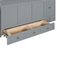 Queen Size Murphy Bed With Usb Port, Little Wardrobes And Drawers, Gray Queen Gray Particle Board Mdf