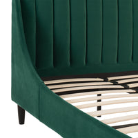 Aspen Vertical Tufted Modern Headboard Platform Bed Set, King, Evergreen Velvet Box Spring Not Required King Green Wood Foam Velvet Velvet