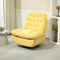 360 Swivel Recliner Adjustable Chair Chenille Glider Swivel Reclining Sofa Chair With Black Metal Round Base Yellow Yellow Foam Upholstered