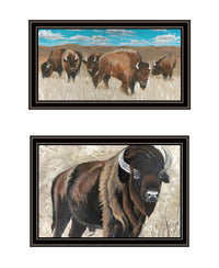 "The Boss Of The Bison Herd" Framed Wall Art For Living Room, Wall Art Print For Home Decor, Bedroom Wall Art By Cindy Jacobs Multicolor Wood Paper
