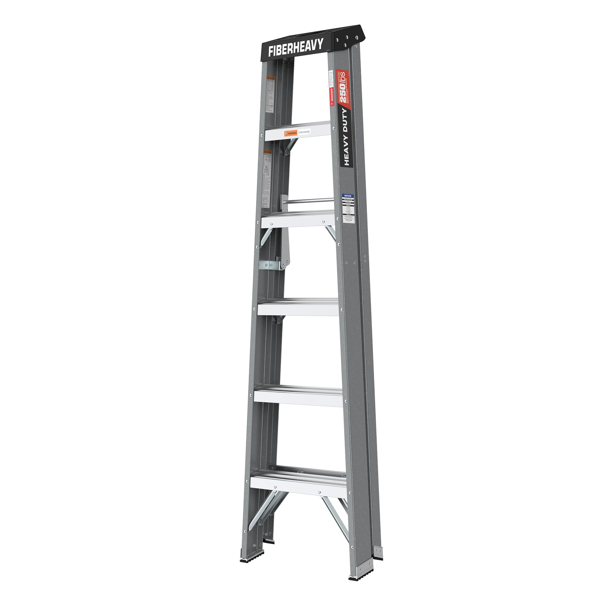 6 Fibreglass Step Ladder 250Lbs Grey Fiberglass
