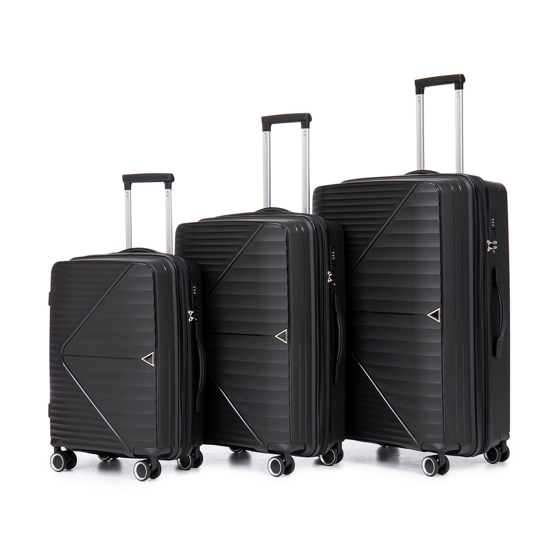 Pp Luggage Sets 3 Piece 20 24 28 , Expandable Carry On Luggage With Tsa Lock Airline Approved, Pp Materials Hard Shell And Lightweight Suitcase With Spinner Wheels Black Black Polypropylene