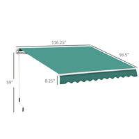 Outsunny 10' X 8' Retractable Awning, Patio Awnings, Sunshade Shelter W Manual Crank Handle, Uv & Water Resistant Fabric And Aluminum Frame For Deck, Balcony, Yard, Green Green Aluminum