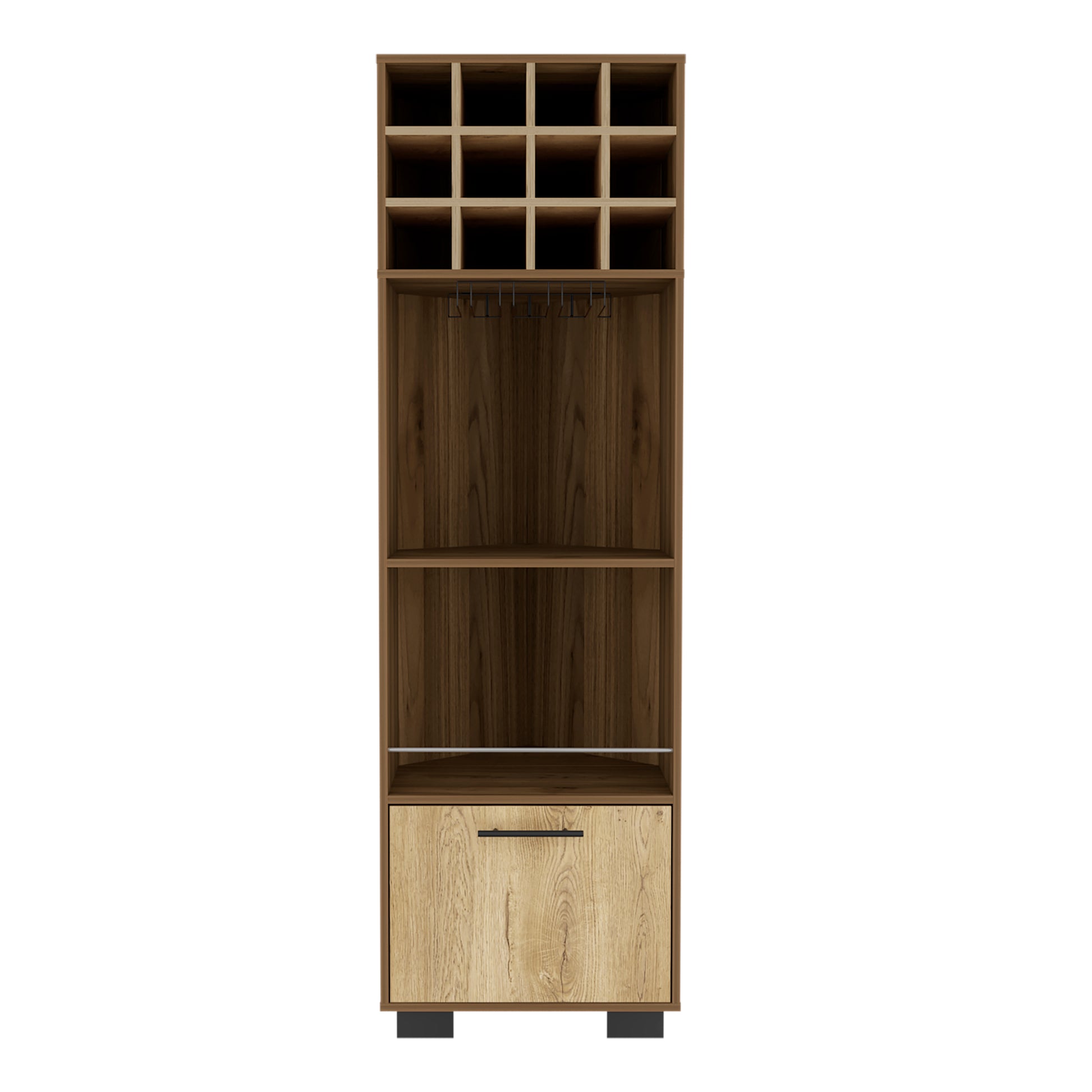 Marsella Corner Bar Cabinet, Eight Built In Wine Rack, Two Side Shelves Mahogany Macadamia Light Oak Dining Room Modern Shelves Included Particle Board