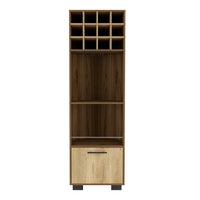 Marsella Corner Bar Cabinet, Eight Built In Wine Rack, Two Side Shelves Mahogany Macadamia Light Oak Dining Room Modern Shelves Included Particle Board