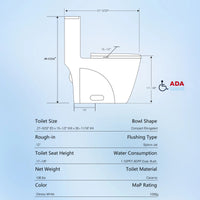 One Piece Toilet, 1.1 1.60 Gpf Water Efficient Dual Flush Elongated Comfort Height Floor Mounted, Standard Size Toilet With Soft Closing Seat Included, Glossy White 24T01 Gw White Ceramic