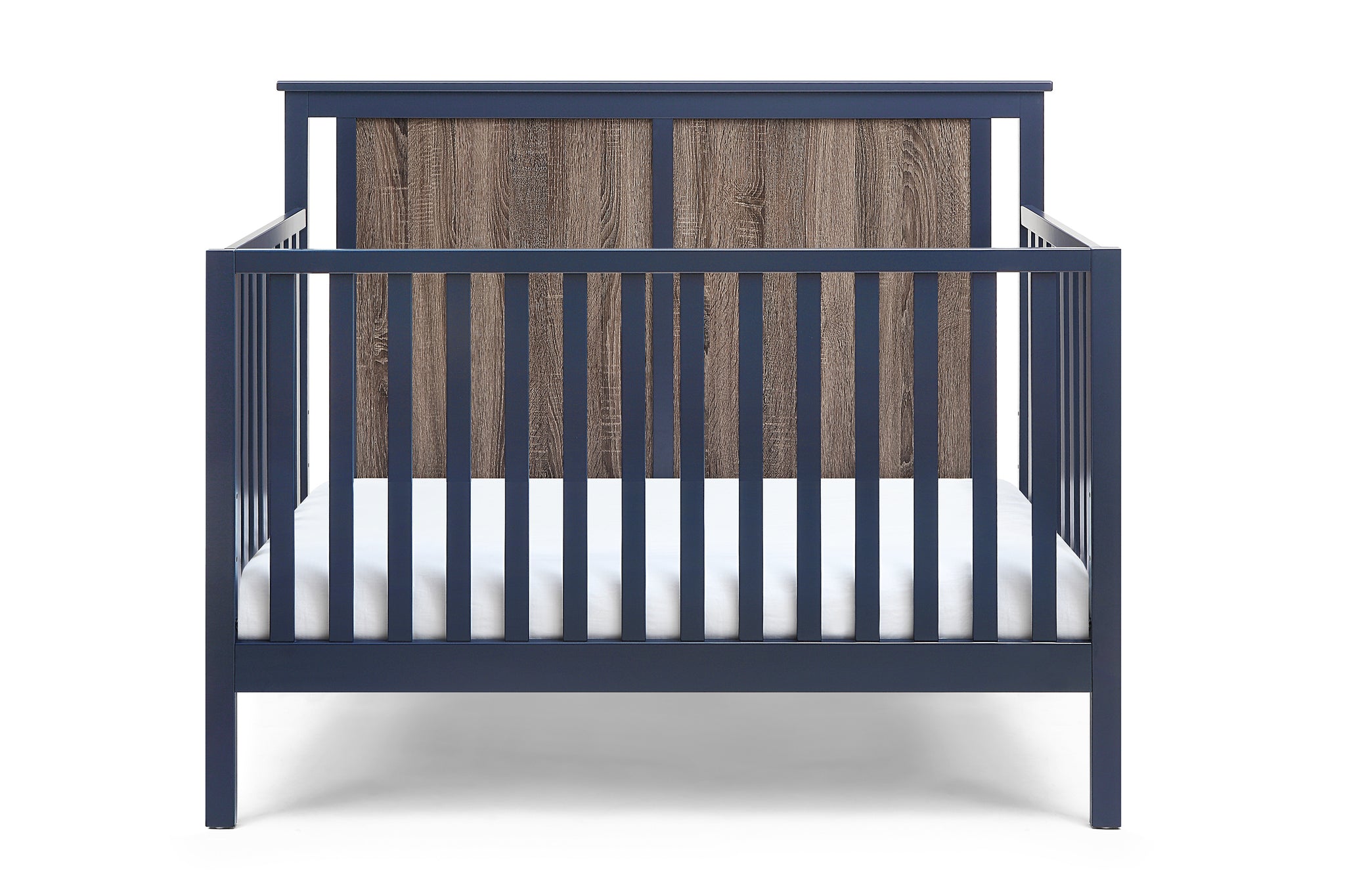 Connelly 4 In 1 Convertible Crib Midnight Blue Vintage Walnut Blue Brown Wood