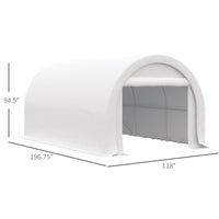 Outsunny 10' X 16' Carport, Heavy Duty Portable Garage Storage Tent With Large Zippered Door, Anti Uv Pe Canopy Cover For Car, Truck, Boat, Motorcycle, Bike, Garden Tools, Outdoor Work, White White Steel