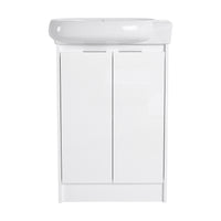 23" Freestanding Bathroom Vanity With Sink, Soft Close Doors Glossy White Bathroom Modern Plywood