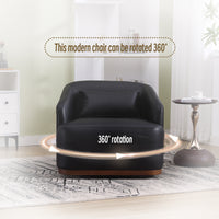 Coolmore Swivel Barrel Chair, Comfy Round Accent Sofa Chair For Living Room, 360 Degree Swivel Barrel Club Chair, Leisure Arm Chair For Nursery, Hotel, Bedroom, Office, Lounge Black Pu Black Pu Primary Living Space Foam Pu Leather