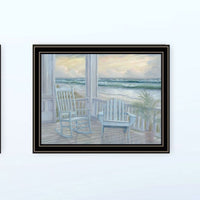 "Coastal Porch Relaxing" Framed Wall Art For Living Room, Wall Art Print For Home Decor, Bedroom Wall Art By Georgia Janisse Multicolor Wood Paper