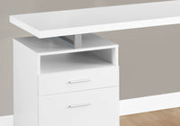 Computer Desk, Home Office, Laptop, Left, Right Set Up, Storage Drawers, 60"L, Work, White Laminate, Grey Metal, Contemporary, Modern White Particle Board