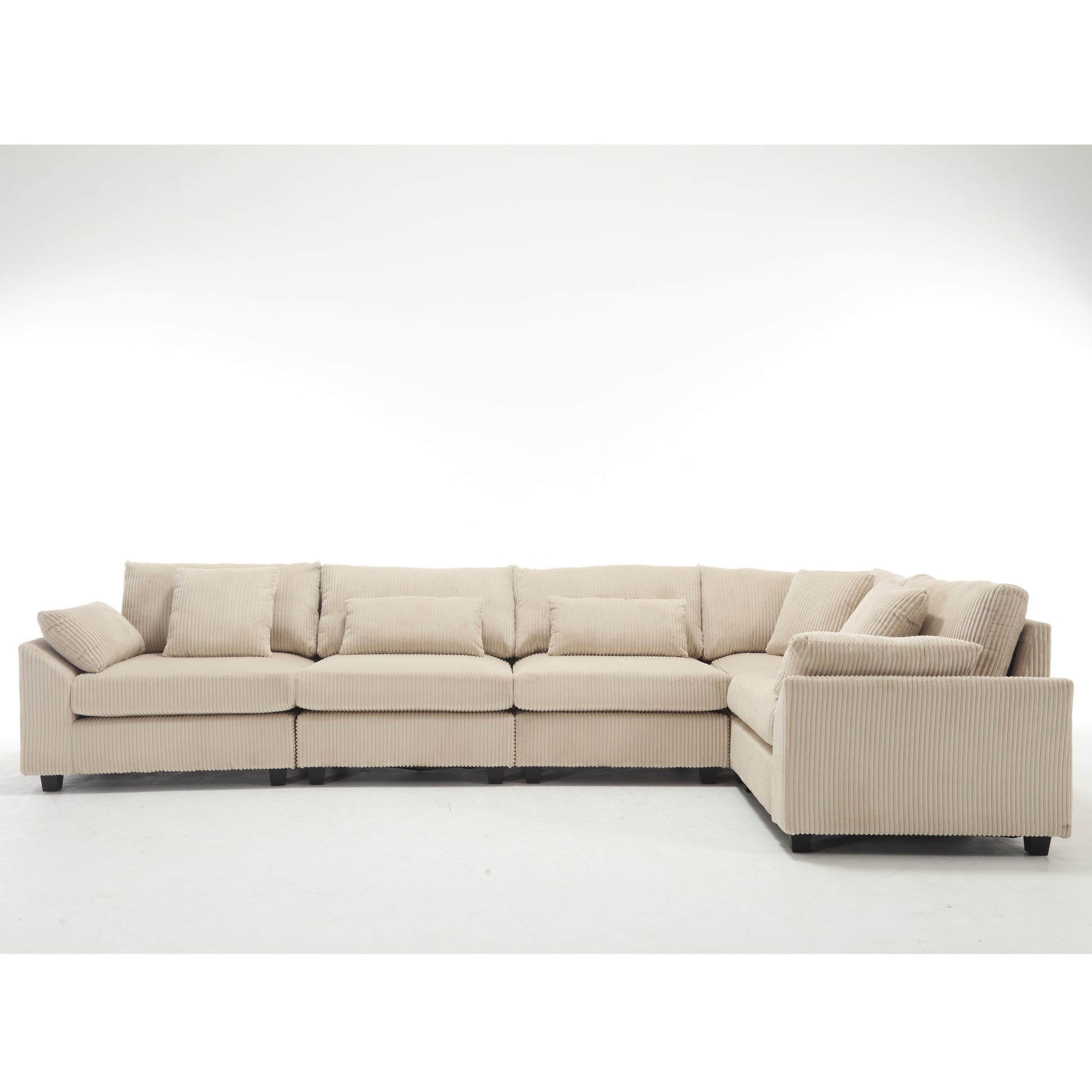 Arrival Oversized Modular Sectional Sofa, Convertible Sectional Sofa, Corduroy For Living Room, Beige Beige Fabric 5 Seat