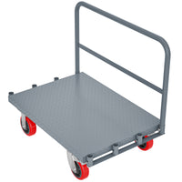 Steel Panel Truck, Heavy Duty Drywall Cart Lumber Cart Platform Truck Flat Cart, 2000Lbs, 6" Swivel Brake Casters, With 1Front And 2 Side Handrails 35" X 23" Grey Metal