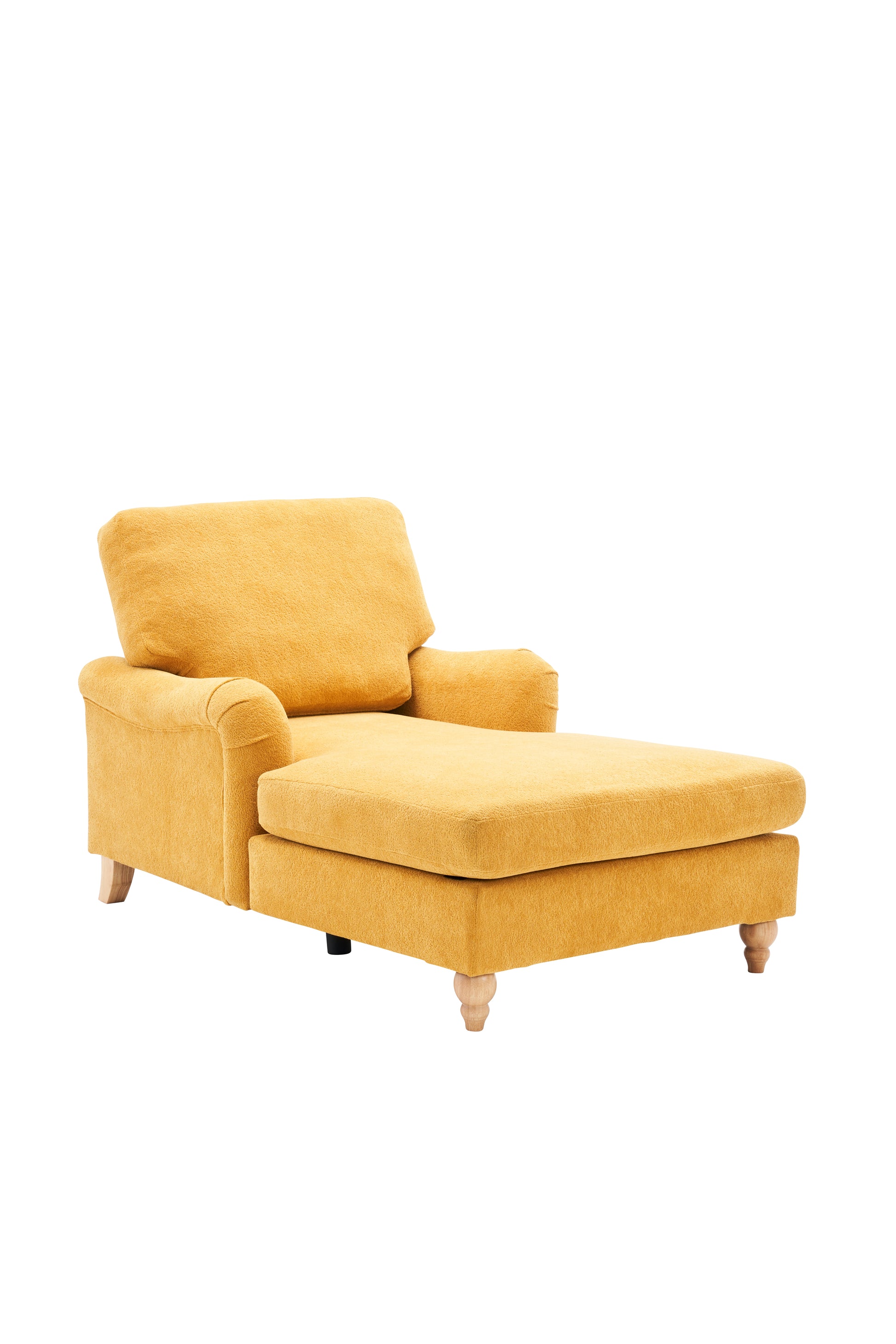 Modern Mid Century Indoor Oversized Chaise Lounger Comfort Sleeper Sofa With Soild Wood Legs Yellow Foam 1 Seat