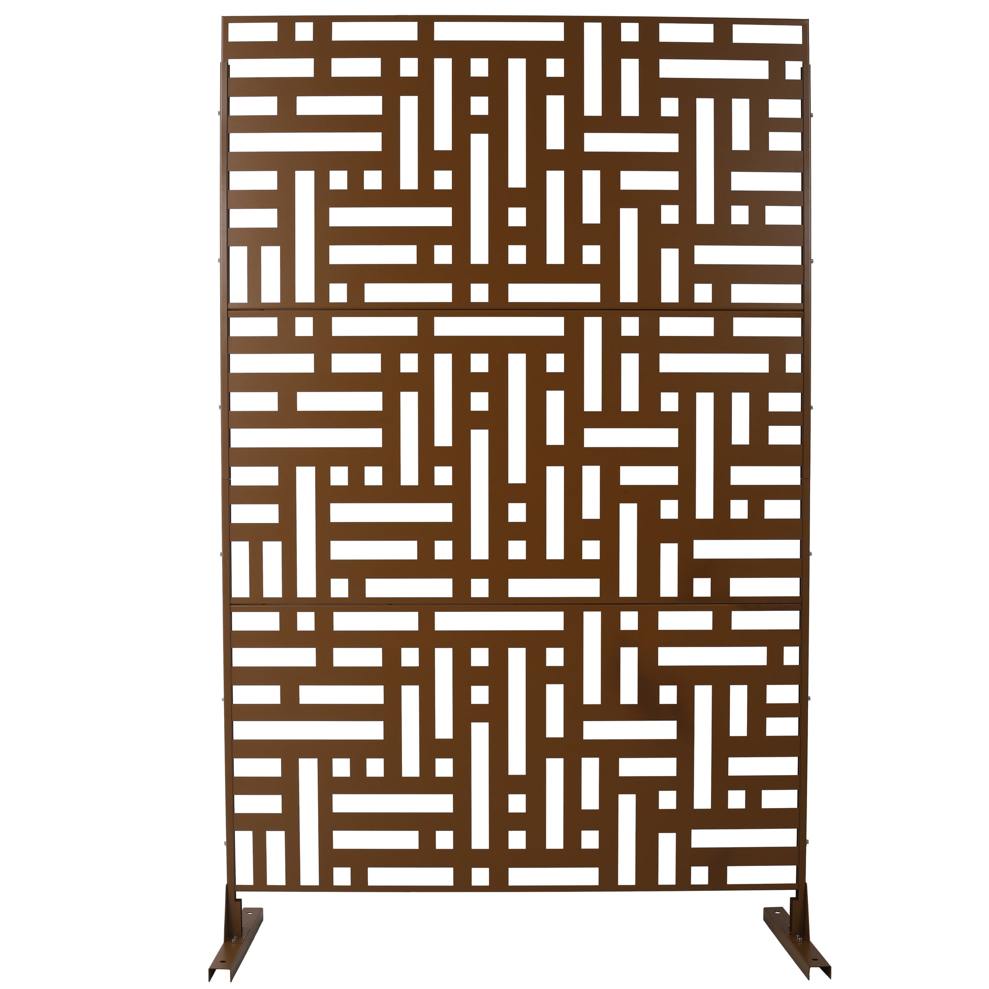 Outdoor & Indoor Privacy Screen Metal Privacy Screen 76" H 48" W, Freestanding Decorative Privacy Screen For Deck Balcony Patio, Privacy Fence Panels For Outside Lawn Garden Ps103 Brown Brown Steel