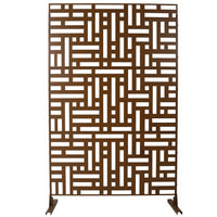 Outdoor & Indoor Privacy Screen Metal Privacy Screen 76" H 48" W, Freestanding Decorative Privacy Screen For Deck Balcony Patio, Privacy Fence Panels For Outside Lawn Garden Ps103 Brown Brown Steel