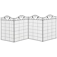 Outsunny Garden Decorative Fence Panel, 4 Pack, 44 X 36 Inch, Linear Length 12 Feet, Steel Border Folding Fence For Garden Landscaping Black Steel