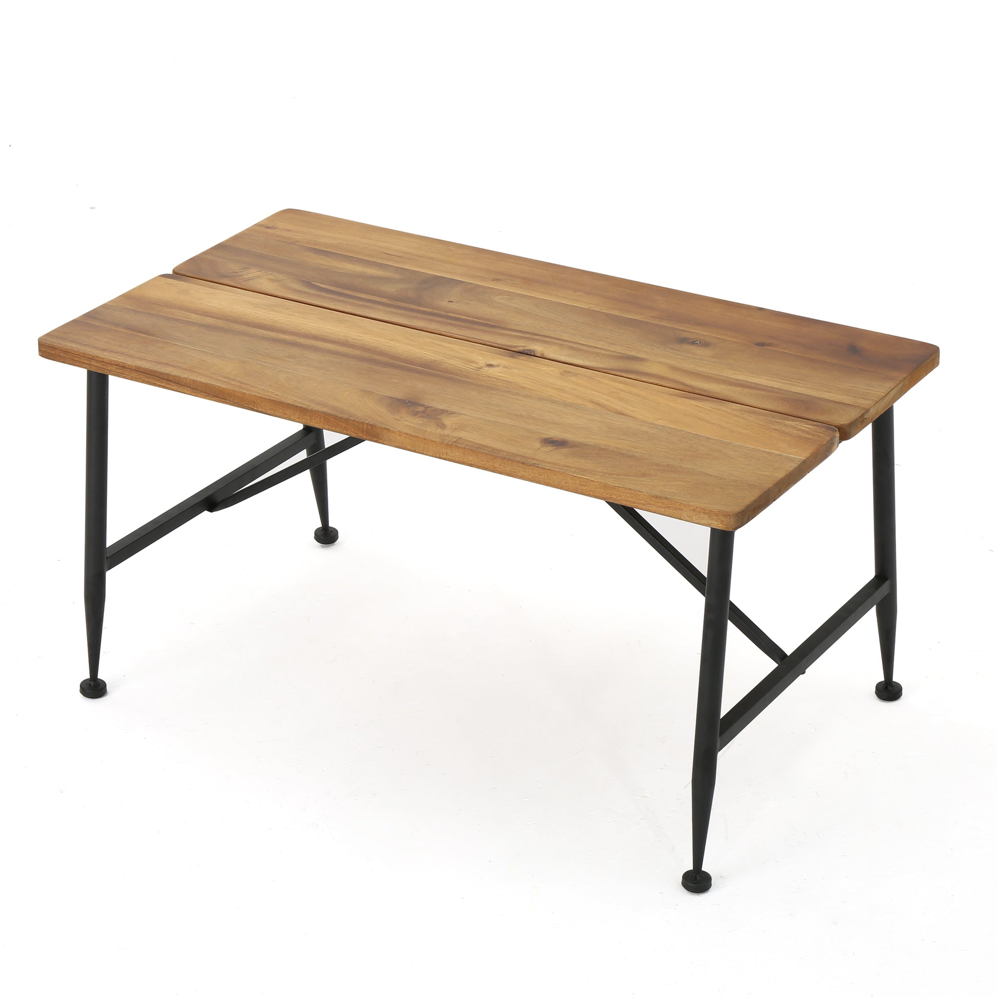 Ocala Industrial Wood Metal Coffee Table Black Acacia Wood