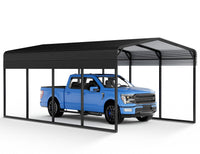 12 X 20 Ft Carport Galvanized Steel Roof 12' X 20' X 8.9' Multi Use Shelter, Sturdy Metal Carport For Cars, Boats, And Tractors Black Rectangular Enclosed None Garden & Outdoor Year Round Use Carports Iron