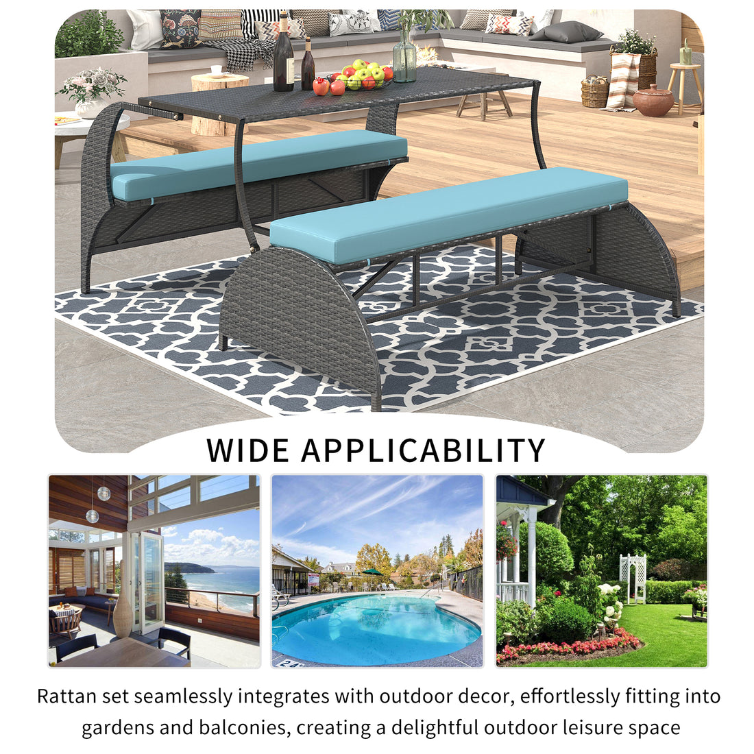 Versatile Outdoor Seat That Converts To Four Seats And A Table, Suitable For Gardens And Lawns Blue Hdpe