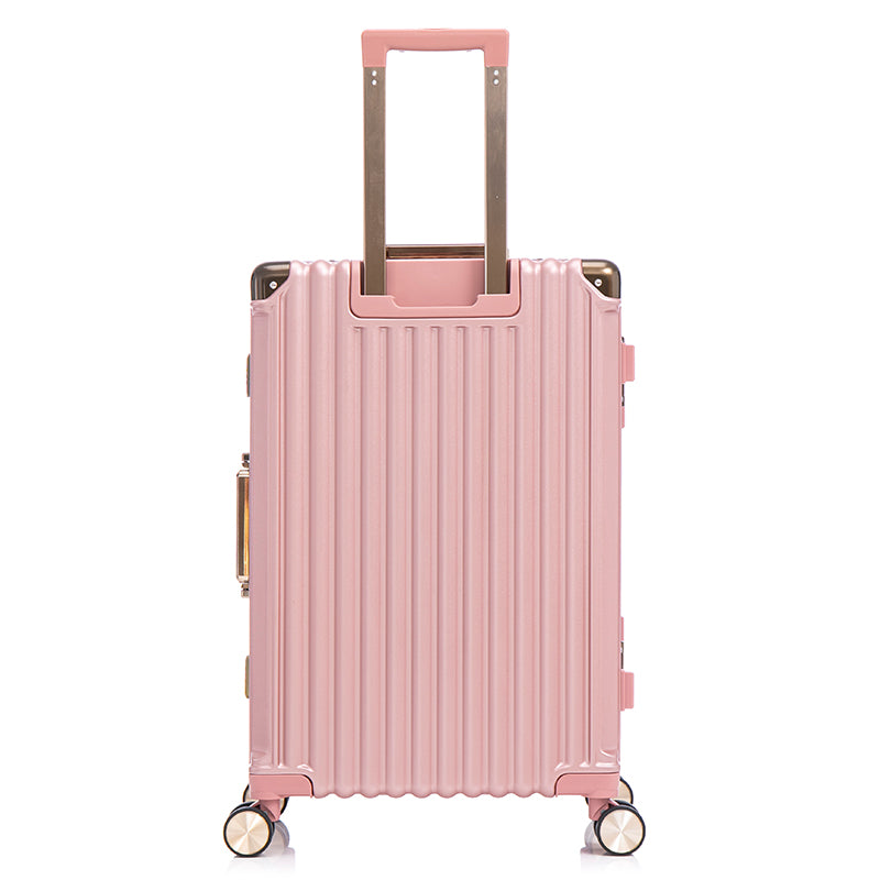 Luggage Sets Expandable Aluminum 20 24 28 Inch Three Model Set, Stylish Suitcase With Aluminum Frame Password Lock, Suitable For Travel Suitcases And Suitcases Pink Contemporary Aluminum