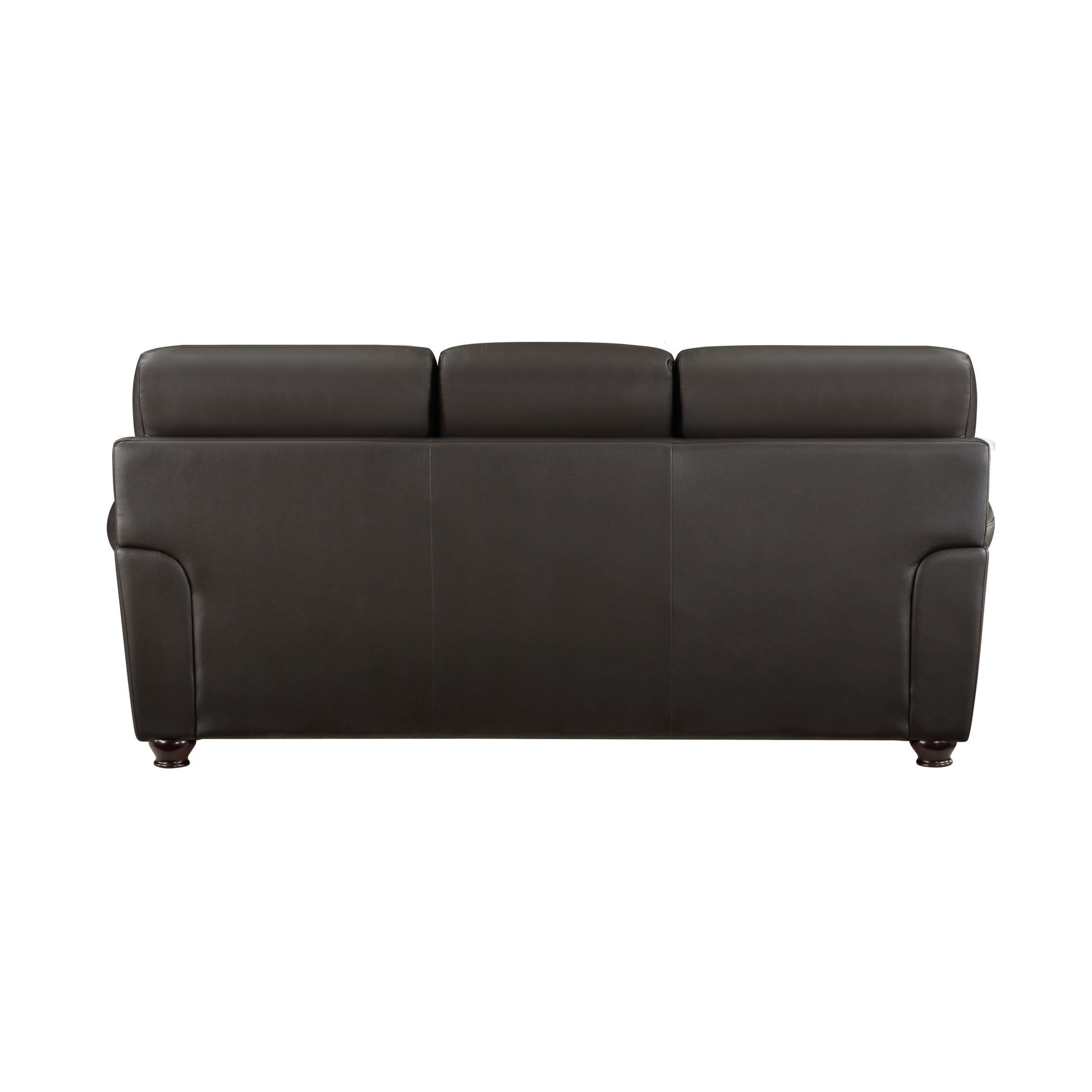 Traditional Living Room Furniture 2Pc Sofa Set Dark Brown Leather Sofa Loveseat Comfortable Plush Seating Rolled Arms Trim Classic Design Dark Brown Primary Living Space Classic,Traditional Rolled Arms Solid Wood 5 Seat