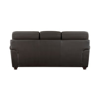 Traditional Living Room Furniture 2Pc Sofa Set Dark Brown Leather Sofa Loveseat Comfortable Plush Seating Rolled Arms Trim Classic Design Dark Brown Primary Living Space Classic,Traditional Rolled Arms Solid Wood 5 Seat