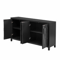 Luxurious Four Door Sideboard With Honeycomb Patterned Doors, Offering Large Storage For Study,Entrance And Living Room Black Primary Living Space American Design Mdf