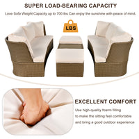 Customizable Outdoor Patio Furniture Set, Wicker Furniture Sofa Set With Thick Cushions, Suitable For Backyard, Porch. Yes Beige Garden & Outdoor Complete Patio Sets Hdpe