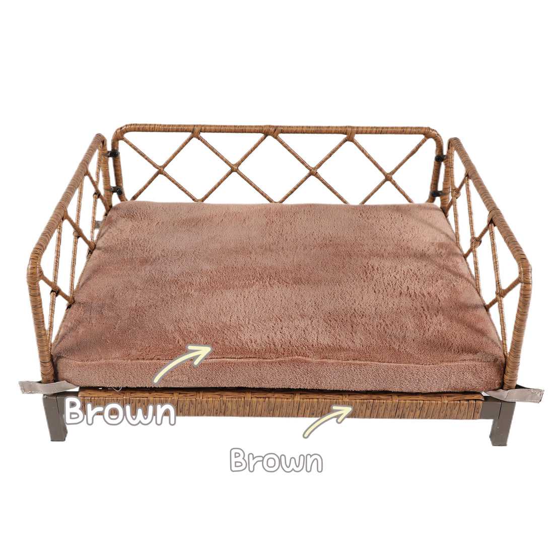 Wicker Pet Bed Rattan Dog Sofa Bed Outdoor Indoor Water Resistant Brown Water Resistant Dog Medium 26 40 Lbs Wicker