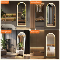3 Color Lighting Mirror With Led Lights, 71"X26" Lighted Floor Standing Mirror With Stand Black Fiberglass
