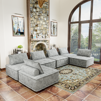 Modern Black 6 Piece Modular Sectional Sofa, Free Configuration For Large Living Rooms, Entertainment Spaces, And Open Concept Areas Light Gray Light Gray Chenille 6 Seat