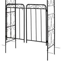 Outsunny 84" Garden Arch Arbor With Gate, Metal Arch Trellis, Garden Archway For Climbing Vines, Wedding Ceremony Decoration, Flourishes & Arrow Tips, Black Black Metal