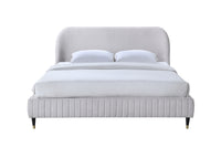 Queen Upholstered Bed Beige Upholstered