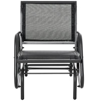 Outsunny Porch Glider, Metal Frame Swing Glider Chair Withmesh Fabric, Curved Armrests And Steel Frame For Garden, Poolside, Backyard, Balcony, Black Black Fabric Metal