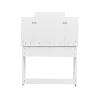 Modern Dressing Table With 2 Drawers, 4 Open Shelves Rectangular Makeup Table With Mirror, 10 Lamp Bulb,42.52*15.75* 52.76Inch,For Bedroom White Particle Board Mdf