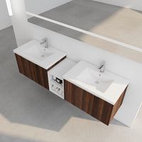 72 Inch Soft Close Doors Bathroom Vanity With Sink, A Small Storage Shelves, 30" And 12" Combination Cabinet, Kd Packing California Walnut 4 1 Bathroom Wall Mounted Modern Plywood