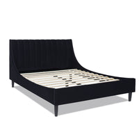 Aspen Vertical Tufted Headboard Platform Bed Set, Queen, Anthracite Black Velvet Box Spring Not Required Queen Anthracite Wood Foam Velvet Velvet