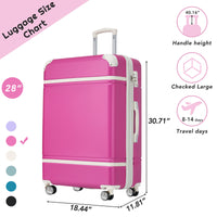 28 In Luggage 1 Piece With Tsa Lockexpandable Lightweight Suitcase Spinner Wheels, Vintage Luggage,Pink Change To Sku:N732P171623H Pink Abs