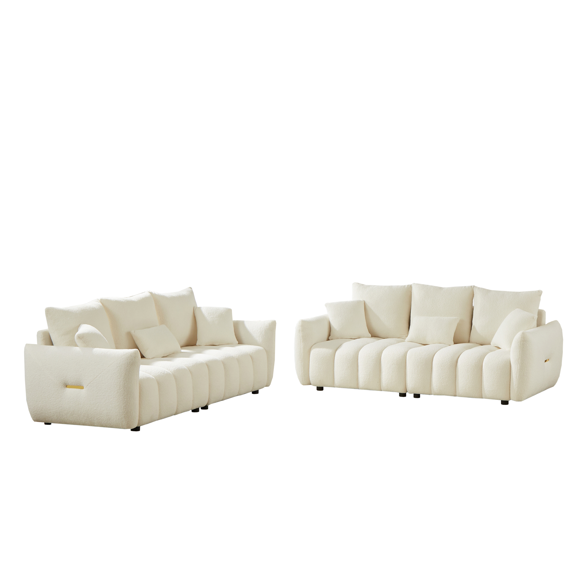 3 Seater 3 Seater Combo Sofa Modern Living Room Sofa, Teddy Sofa, Wooden Frame, 6 Cushions, Apartment Sofa Furniture Beige Wood Primary Living Space Pine Foam Fabric 6 Seat